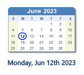 Monday June 12 is public holiday