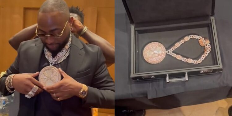 Davido celebrates Timeless with N500m diamond necklace