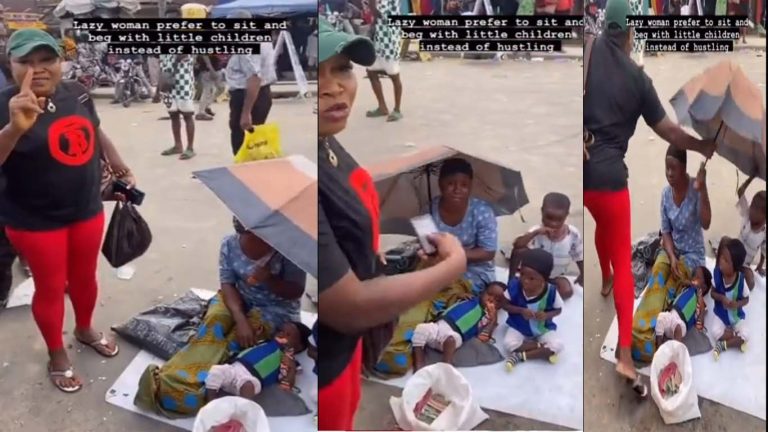 VIDEO: Public reaction as mom uses her own children to beg for alms