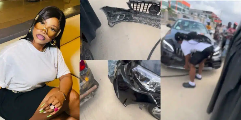 VIDEO: BBNaija’s Tacha changed it for Keke driver who damaged her Benz!