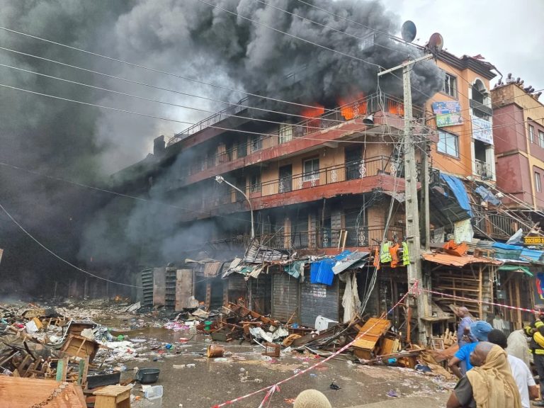 Lagos building collapses under intense fire