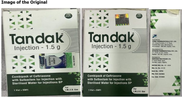 NAFDAC alerts public to counterfeit Tandak injection powder
