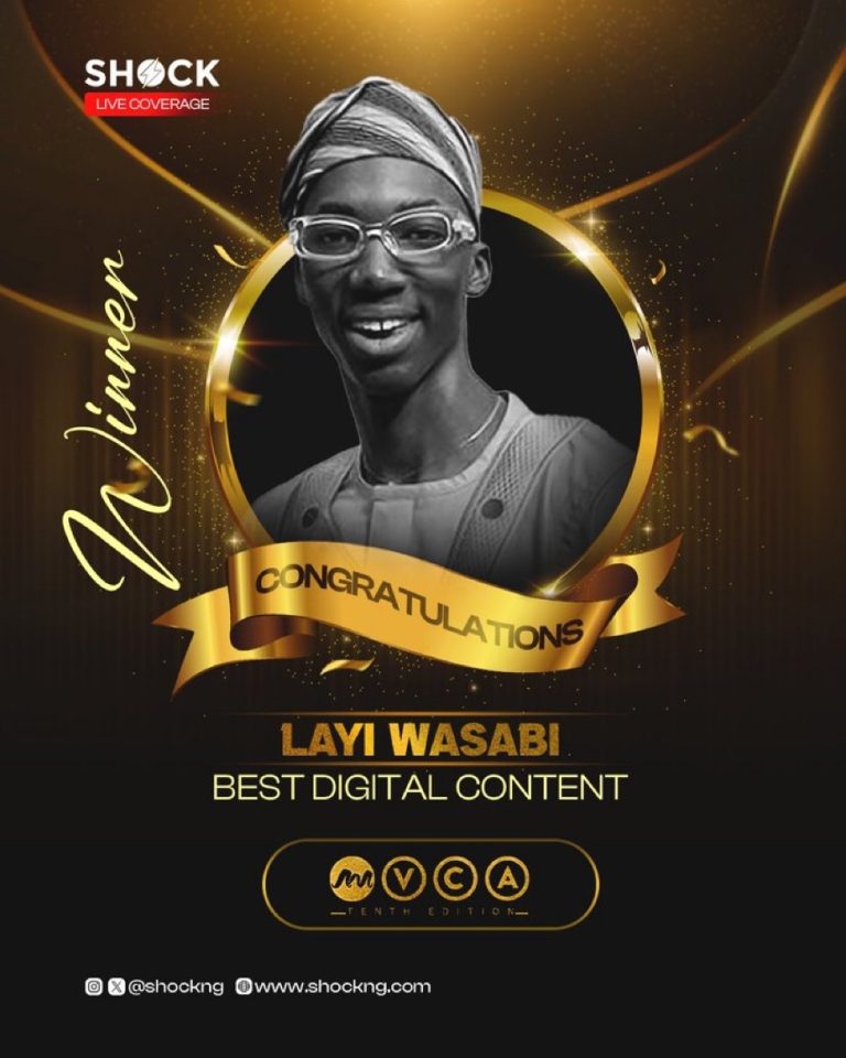 VIDEO: Comedian Layi Wasabi wins Best Digital Content Creator Award at AMVCA