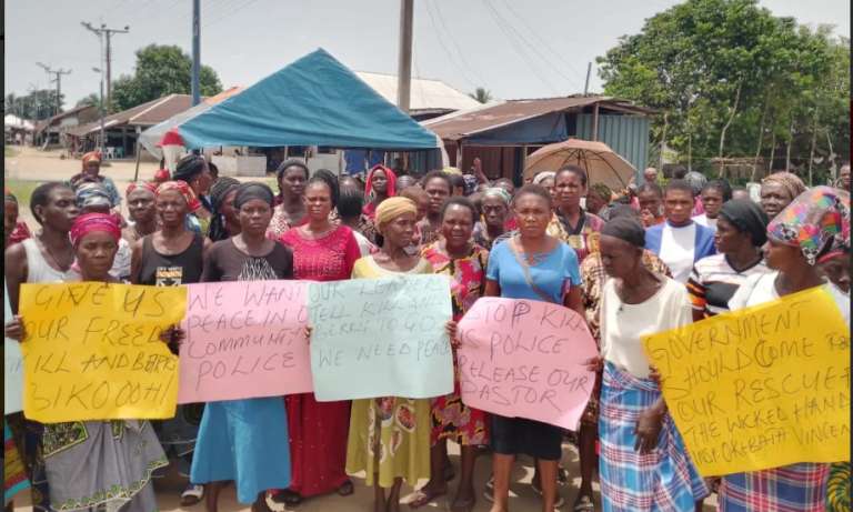 Women in Imo community protest alleged Police brutality