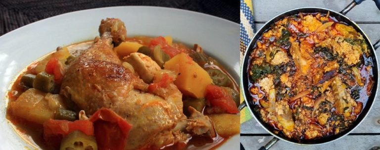 Ghanaian cocoyam leaves stew and Angolan chicken muamba