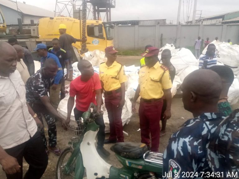 Container truck falls on female motorcyclist in Lagos