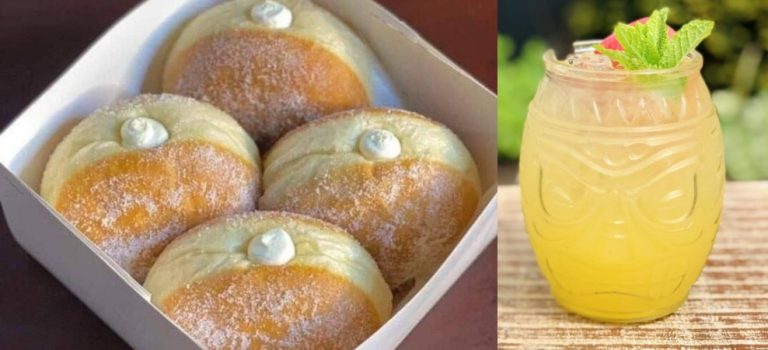 Enjoy milky doughnuts with mango-pineapple mojito!
