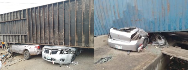 How 8 children escaped death as 40-feet container fell on two vehicles in Lokoja