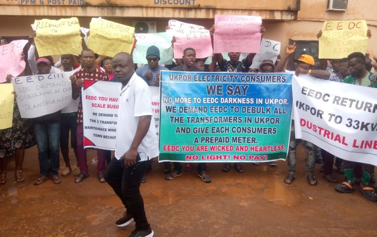 Anambra community protests against six-year blackout, crazy bills