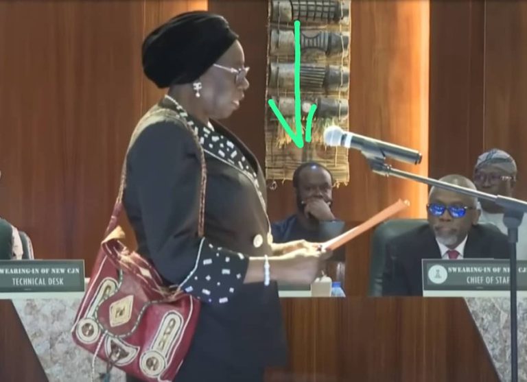 Nigerians query President Tinubu son’s presence at CJN’s swearing in