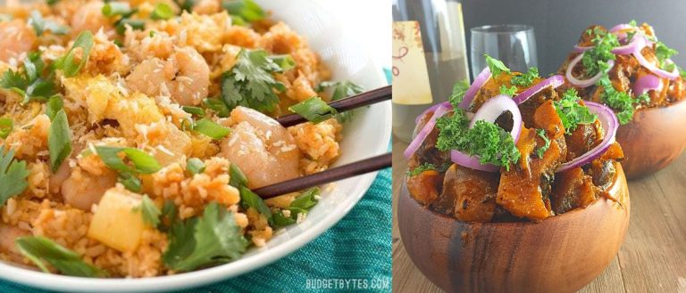 Mixed seafood coconut fried rice and Nkwobi side dish