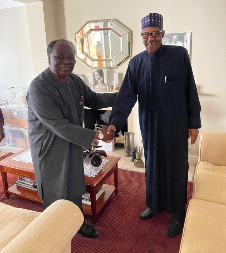 Ex-President Buhari visits ex-military Head of State Gowon in London