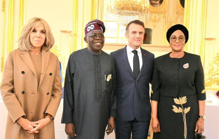 PHOTOS: Macron, wife receive Tinubu, wife in Paris