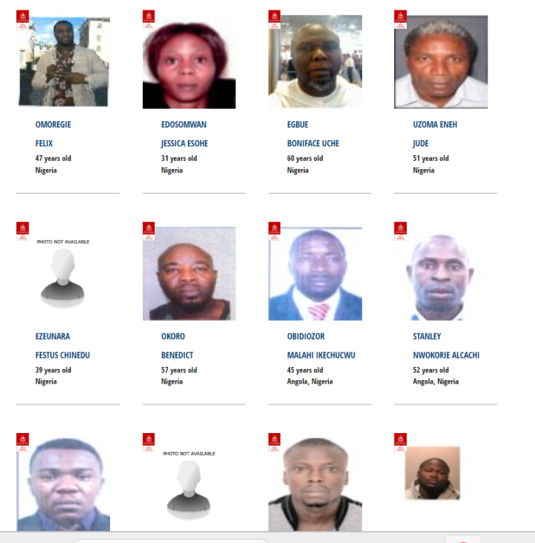 14 Nigerians declared wanted internationally for sundry crimes