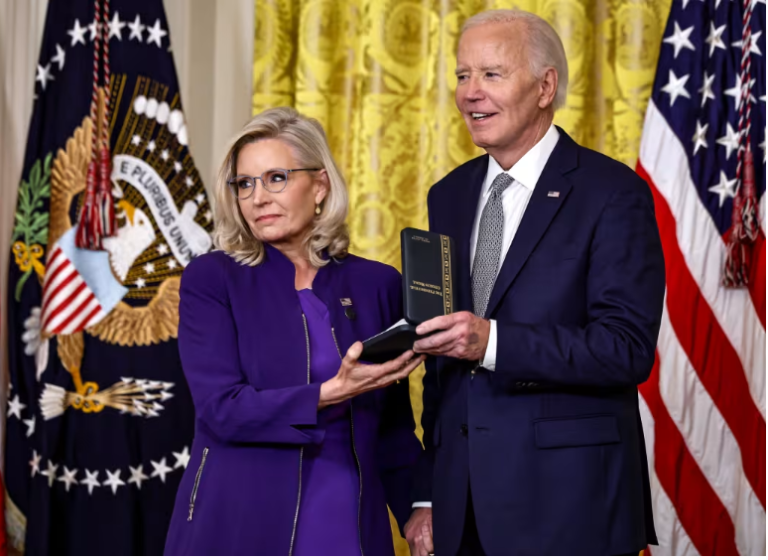 Biden awards presidential medal to Republican Trump critic Liz Cheney